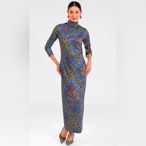 Gretchen Scott Designs Dresses & Skirts - Gretchen Scott Scorching Hot Dress Passion Paisley Mock Neckline Pockets Size L